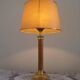 Tall French Mid Century Table Lamp Square Base With Beige and Gold Shade