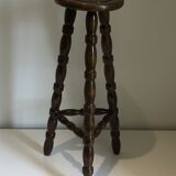 High tripod stool in turned wood