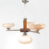 1950s art deco chandelier, Spółdzielnia Pracy Metal Kraków, Poland