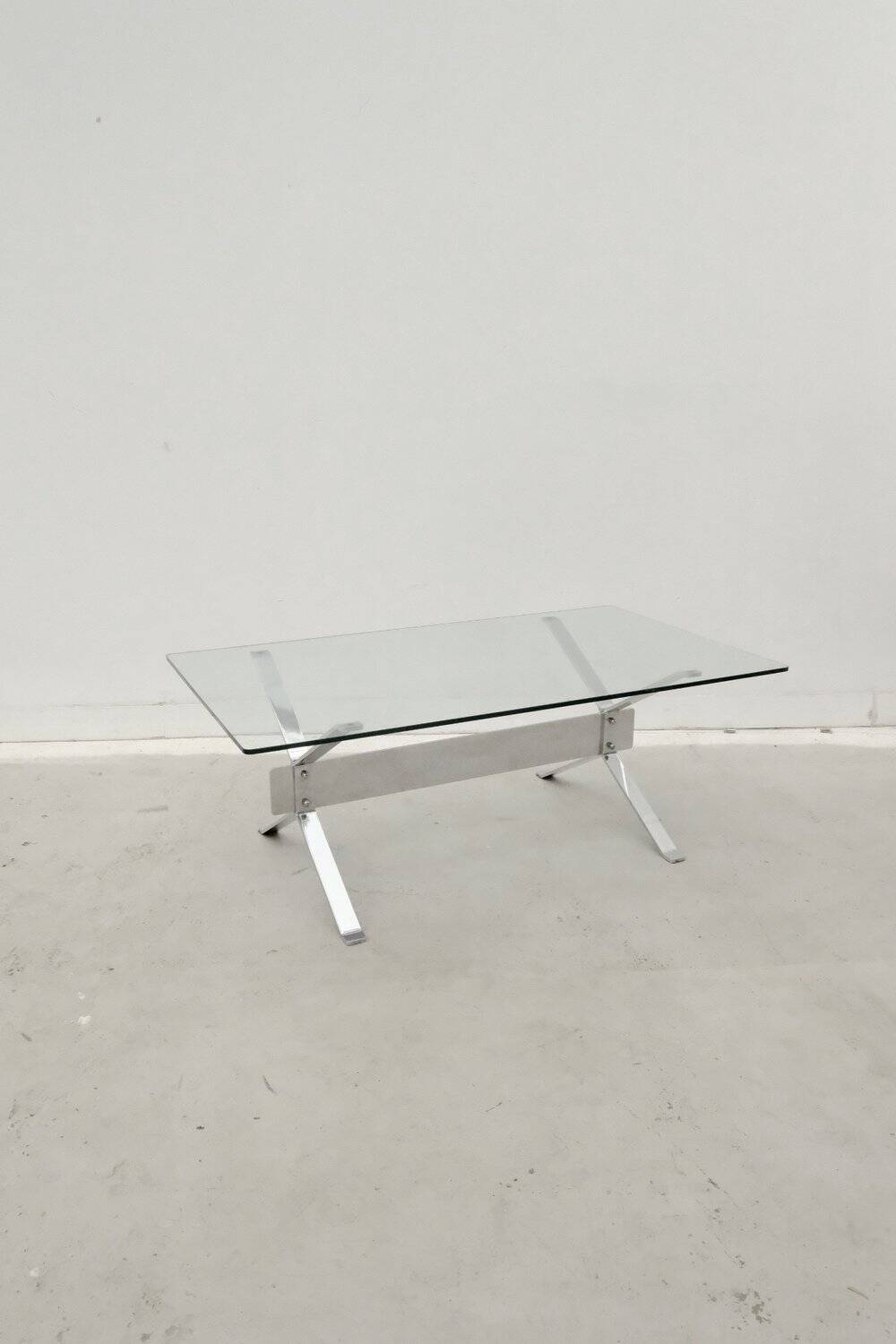 Chrome and glass coffee table, 1970