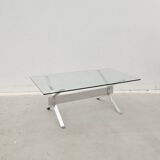 Table basse en chrome et verre, 1970