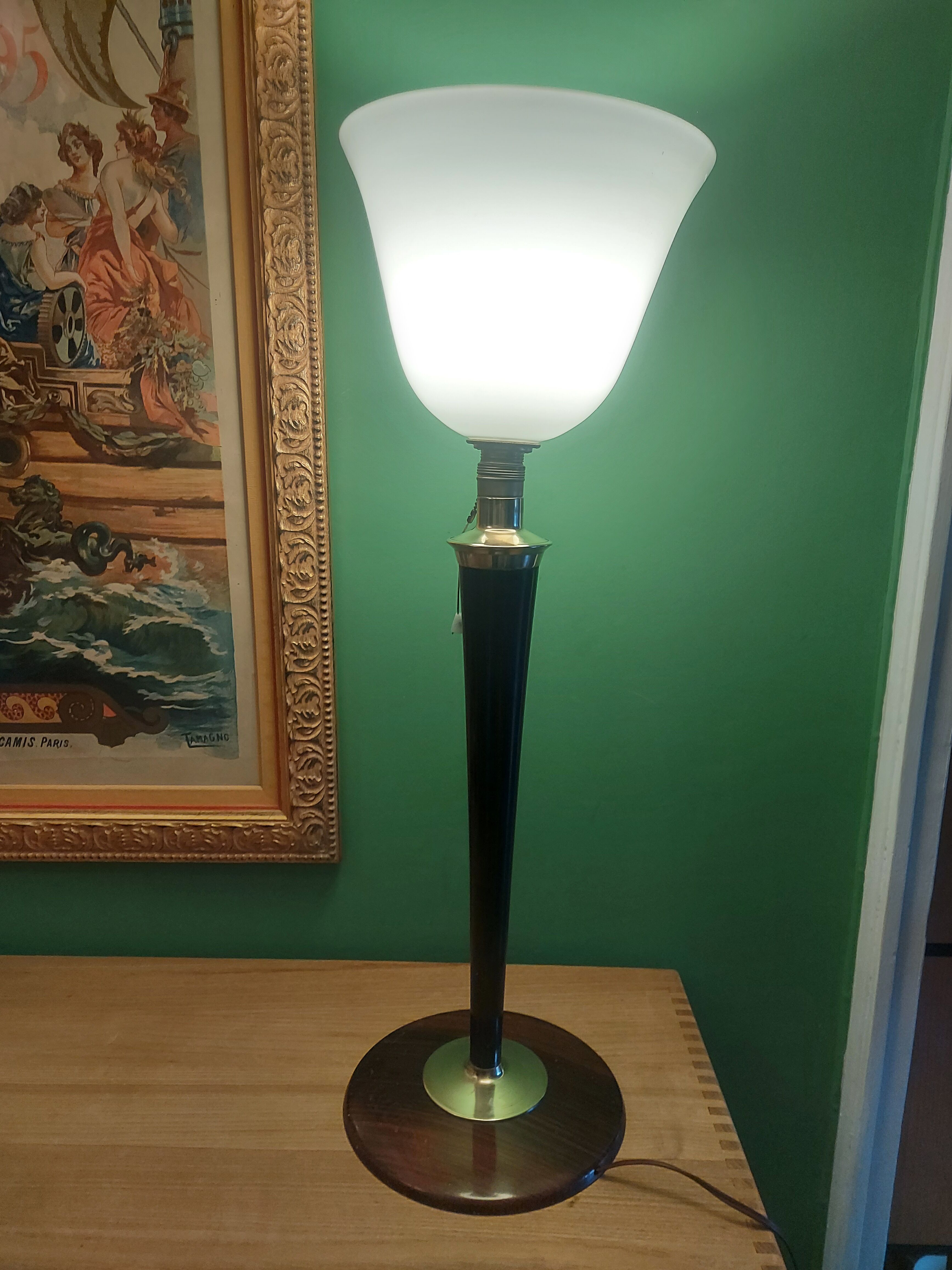 Lampe avec opaline Mazda