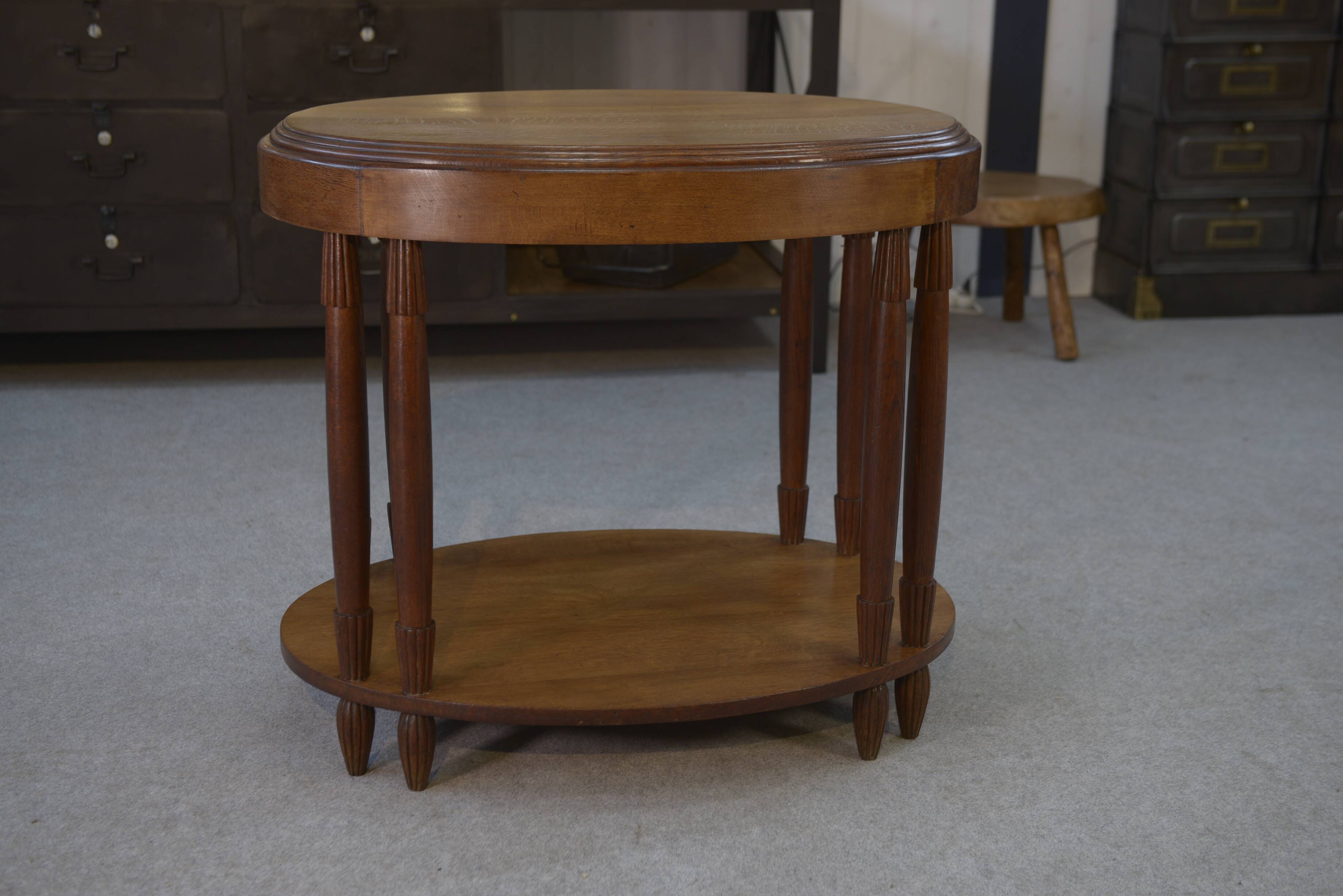 Art Deco solid oak oval table 1930