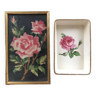 Empty pocket and canvas set with rose decoration