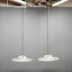 Pair of 1970s Italian Murano Opaline Glass and Brass Pendant Lights