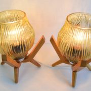 Pair of mid-century Wooden Design Table Lamps, by Dřevo Humpolec, 1970's.