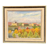 Original Swedish Oil on Canvas – "Urban Landscape in Autumn Colors" by Hedvig Tegnér – Signed – Vintage and Framed – 58 × 49 cm (22.8" × 19.3")