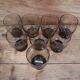 Set de 8 verres ciselé épis de blé vintage marron transparent
