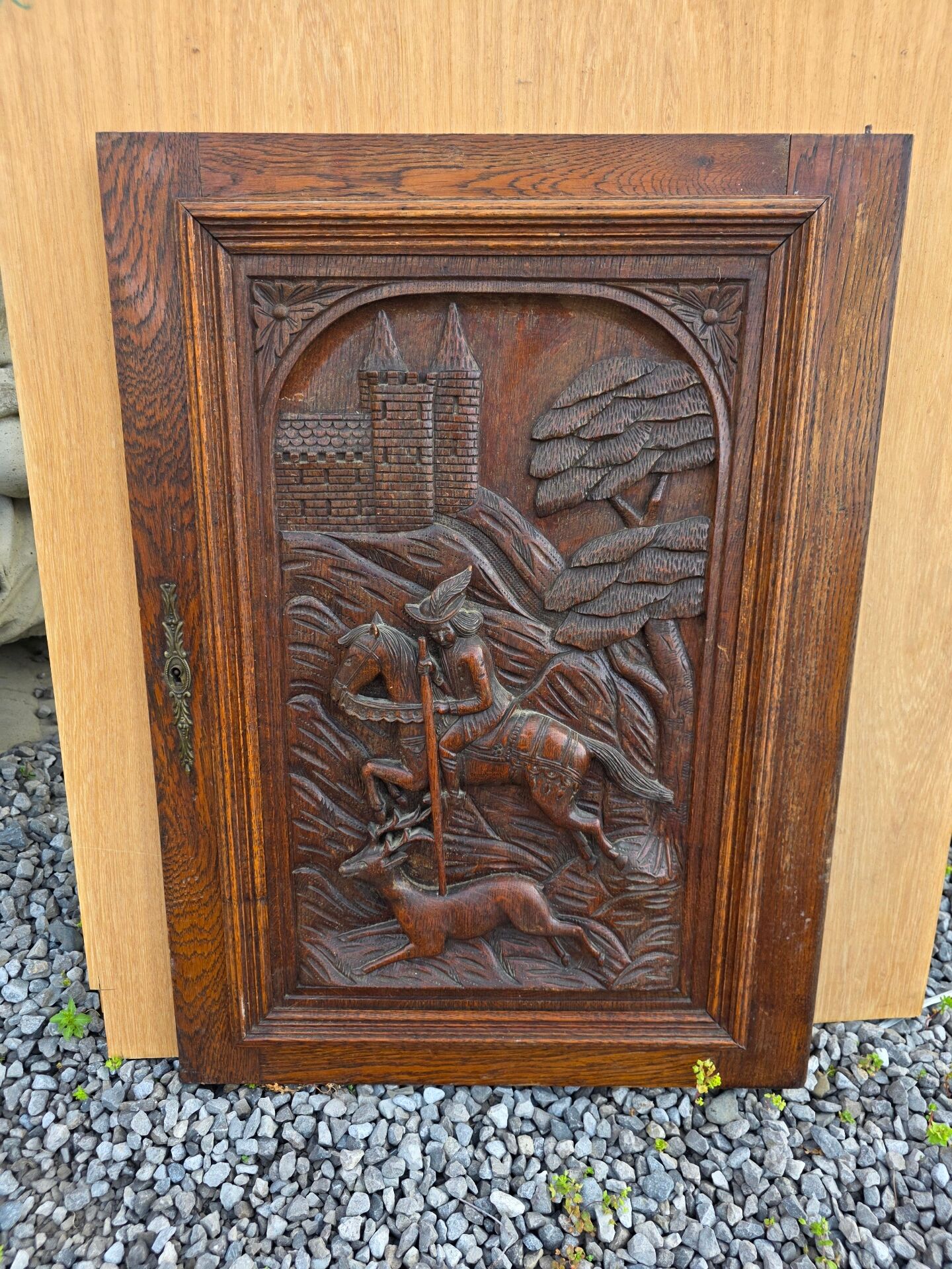 Carved oak solid wood door