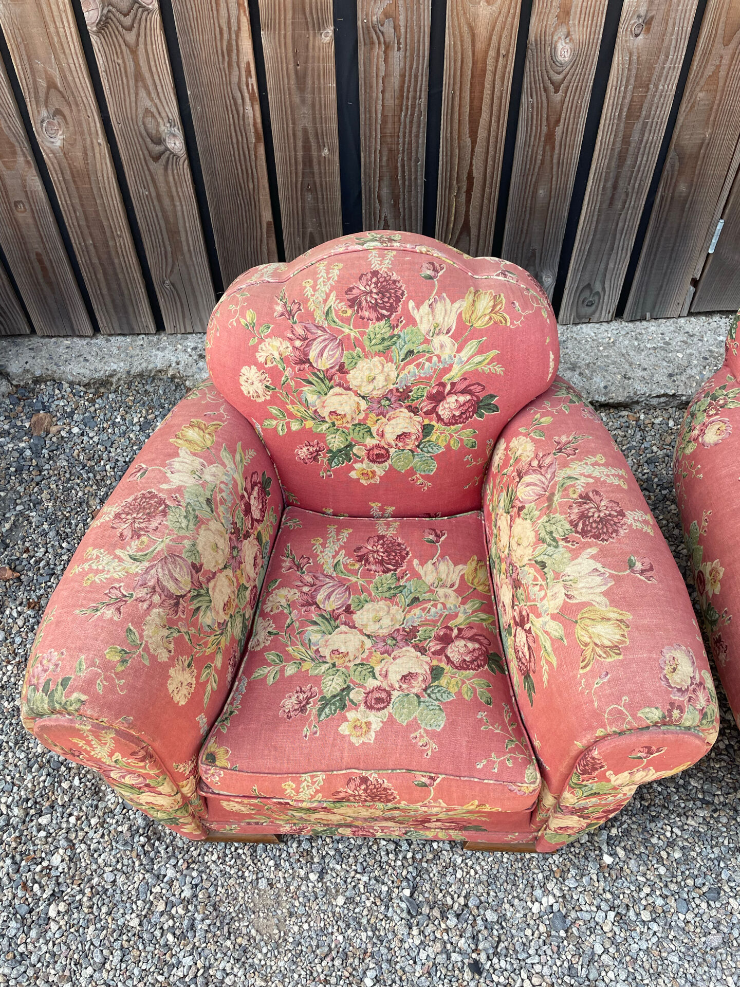 Two Vintage Floral Fabric Recliner Chairs