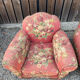 Two Vintage Floral Fabric Recliner Chairs