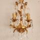 Hand-forged wall lamp gilded with gold leaf and crystals, Italy