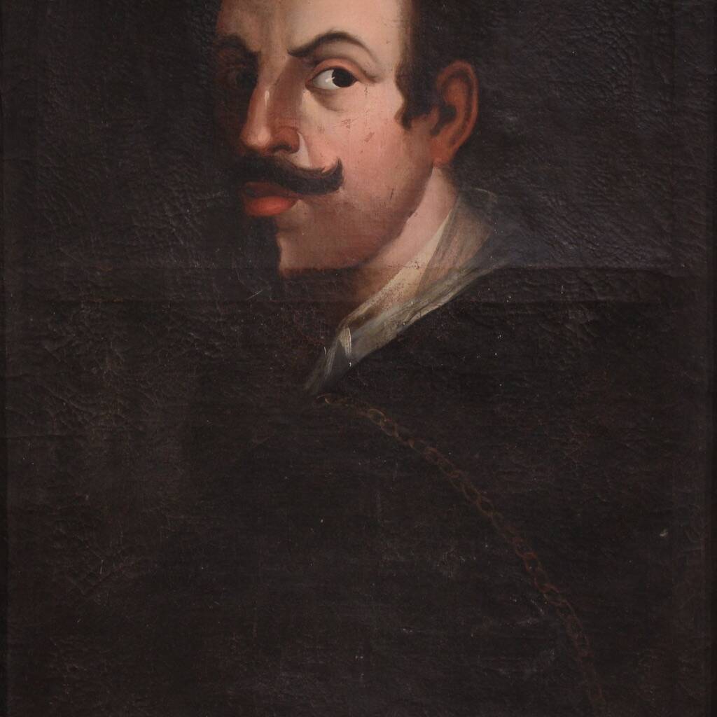 Antique Spanish painting portrait of a gentleman from the 18th century