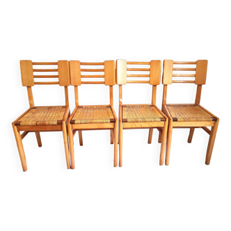 Set of 4 Pierre Cruège chairs style from the 1950s to restore