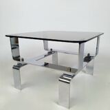 Chrome metal and smoked glass coffee table 70
