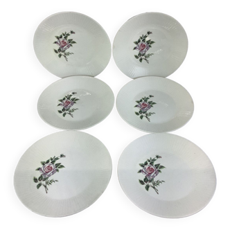 6 old flat plates made in france gien