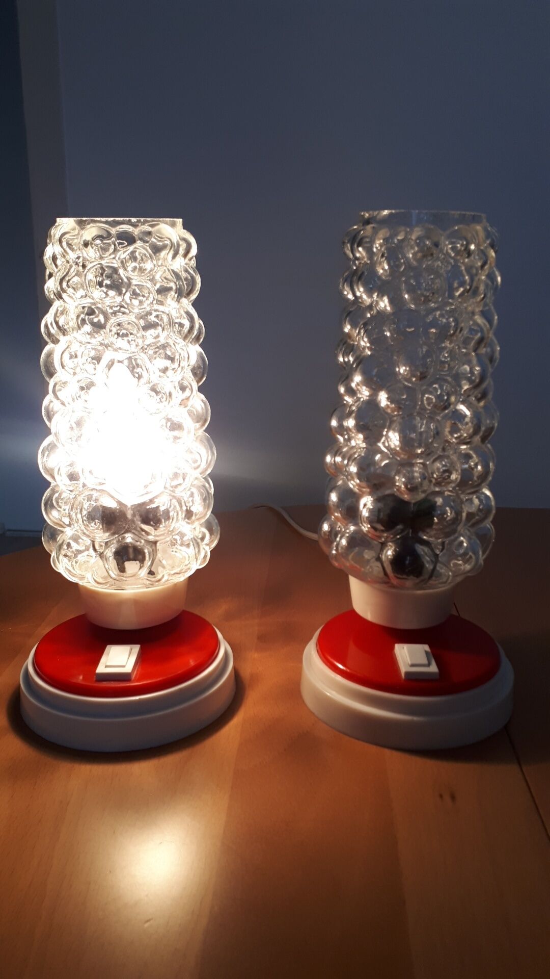 Bedside glass bubbles lamps 1960-1970s