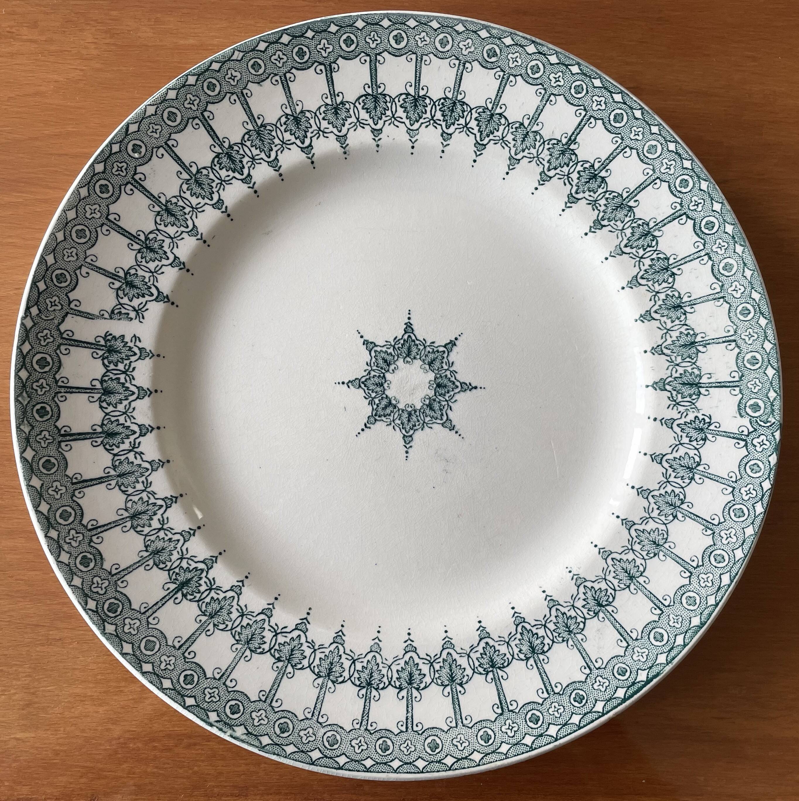 6 antique flat plates in earthenware from Saint-Amand (Nord)