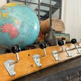 Old school coat rack 10 black ball hooks