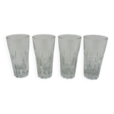 4 old transparent glass pastis glasses