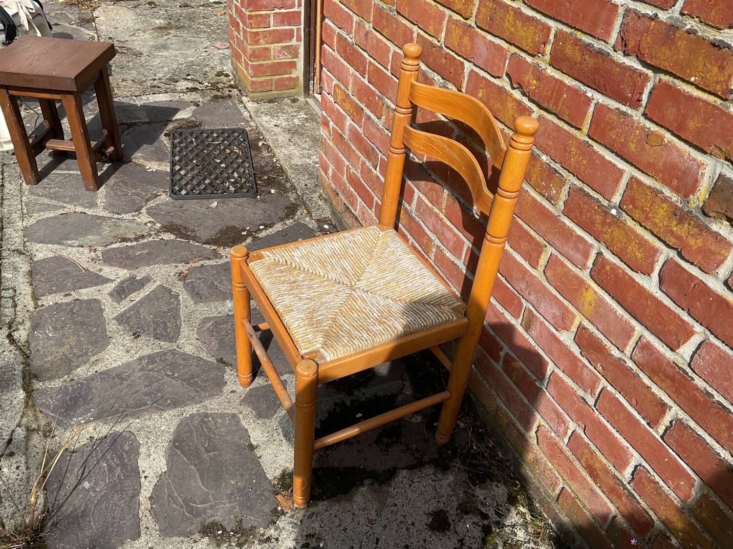 Vintage straw wood chair