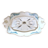 Antique asparagus dish in ceramic – removable drainer – art deco style