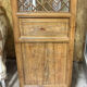 Set of 2 Vietnamese panels with geometric lattice.