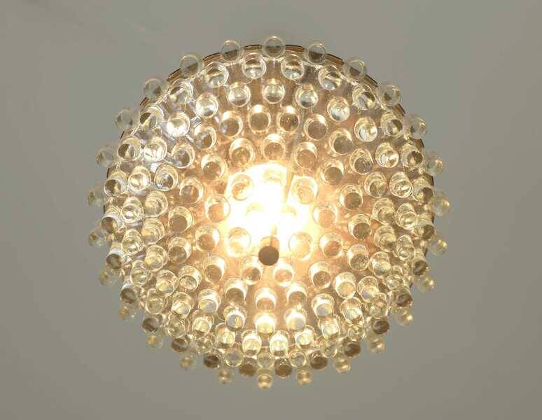 1/4 Vintage glass pendant light / brutalist copper bar lamps  MCM 1970s