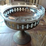 Copper and glass fruit bowl or compote dish Art Deco