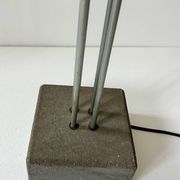 Pair of vintage floor lamps in chrome metal and cement, France 1970.