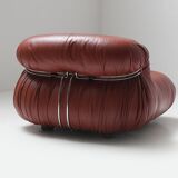Vintage Soriana set in red leather by Afra e Tobia Scarpa for Cassina Italy