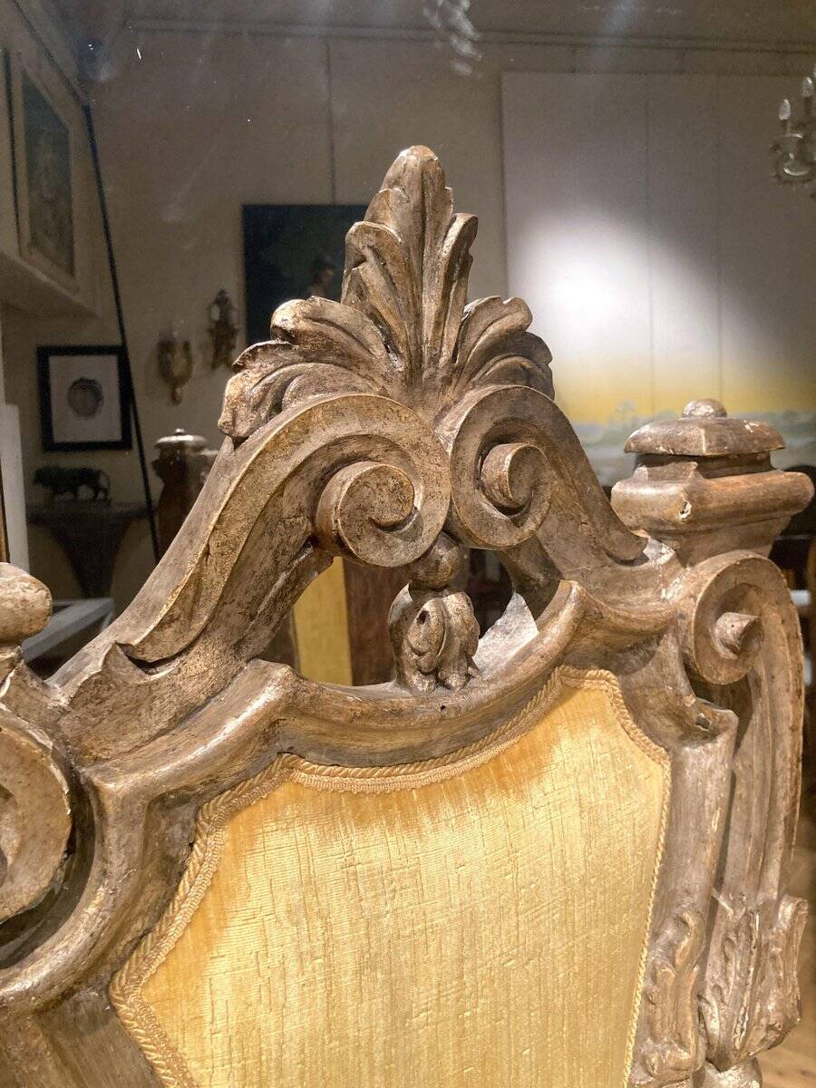 Italian Rococo Silver Mecca Giltwood Throne Armchair, Rome, 18th Century