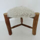 Scandinavian stool "mountain chalet" tripod wood, seat in vintage moumoute