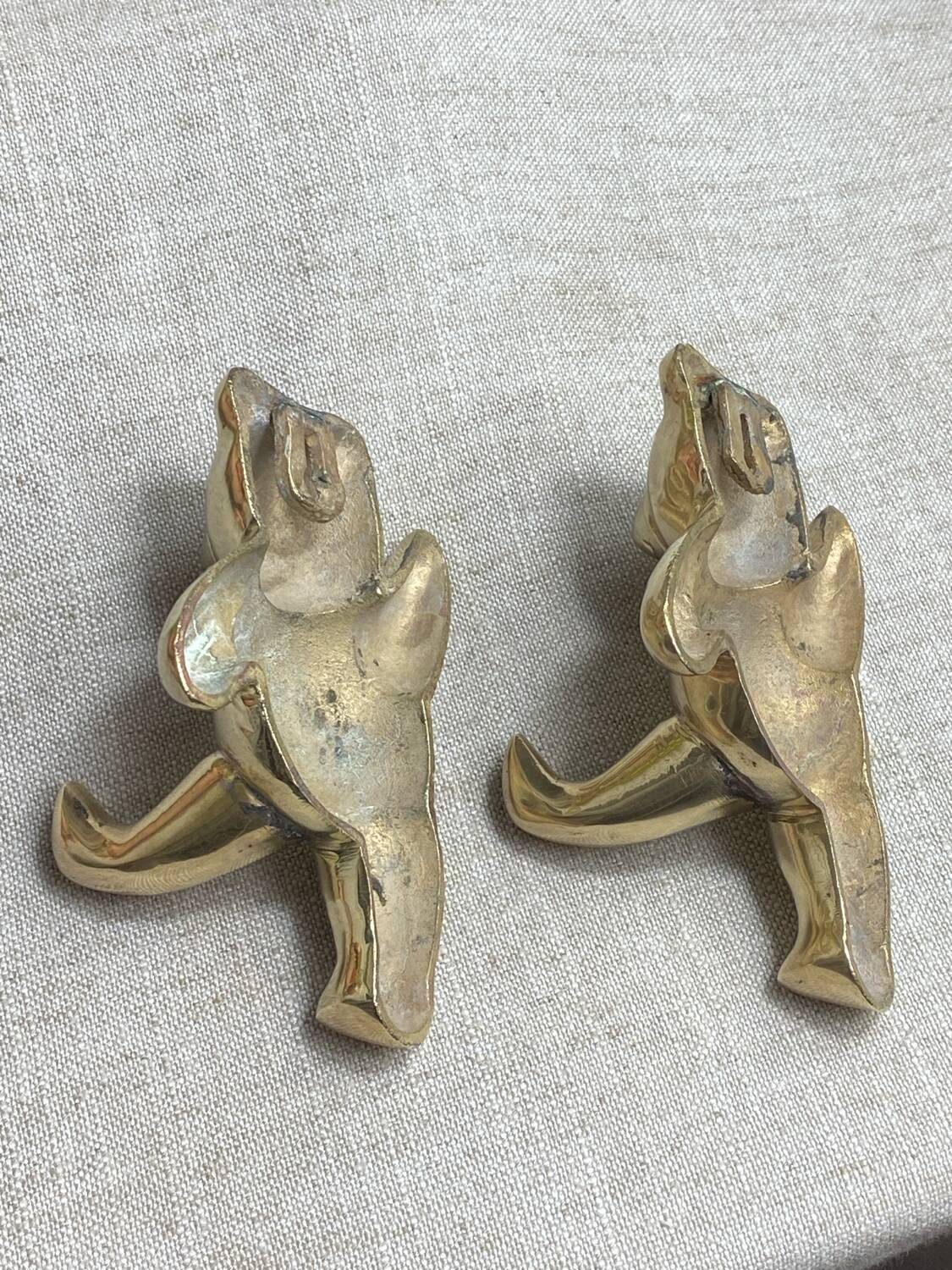 Solid brass panda-shaped wall hooks