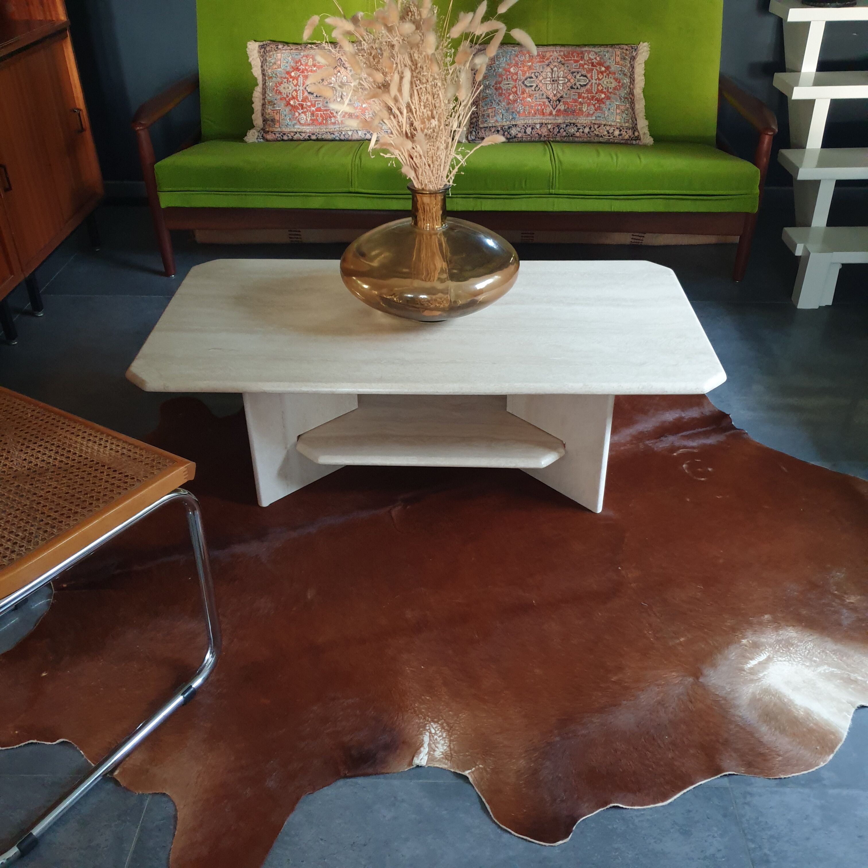 Vintage marble travertine table roset line