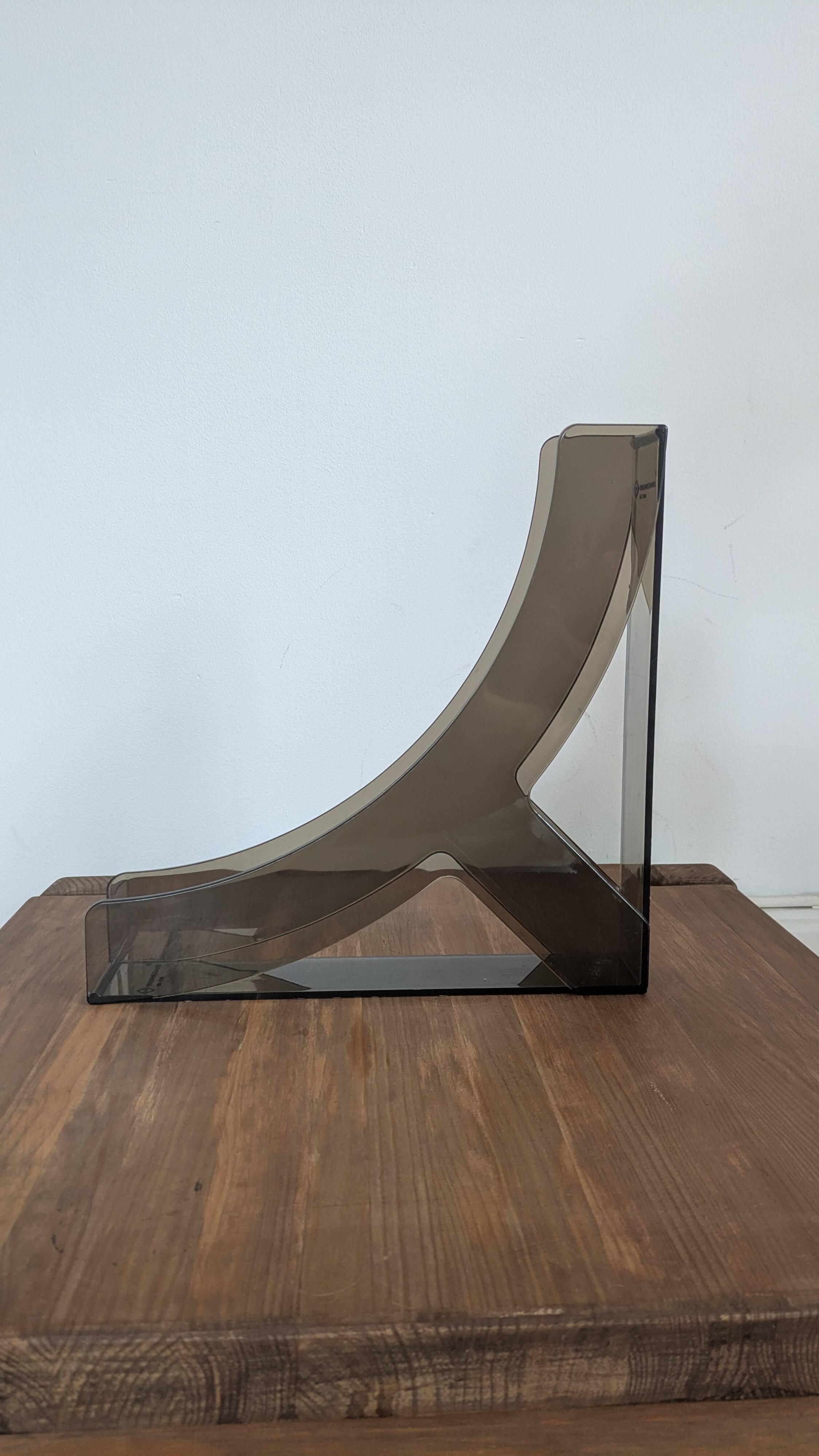 Vintage smoked plexiglass vinyl record holder / 70s