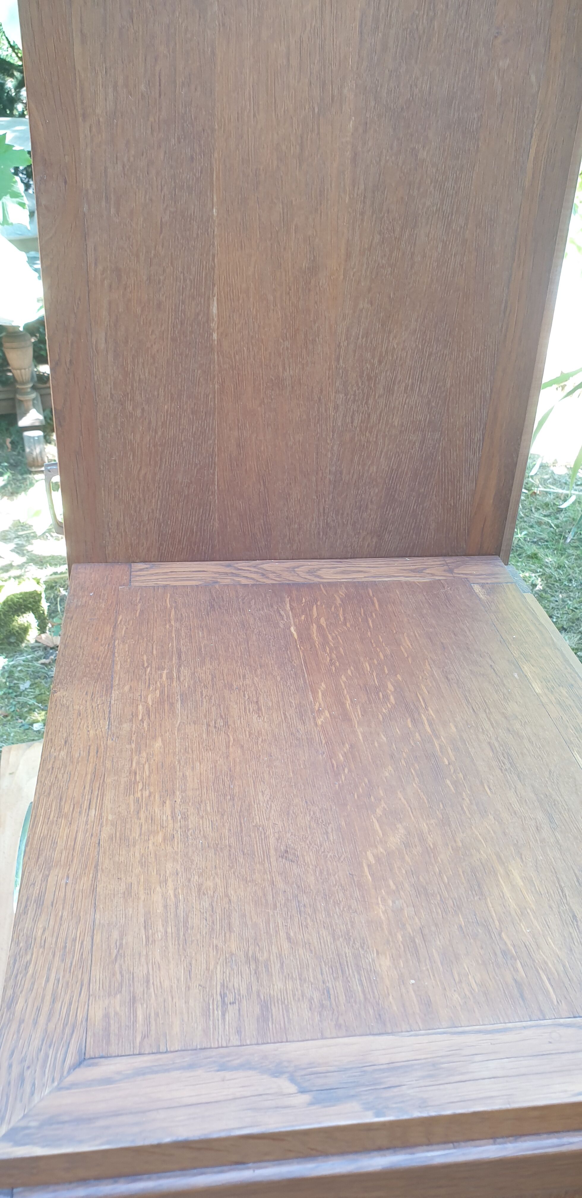 Asymmetrical oak cabinet