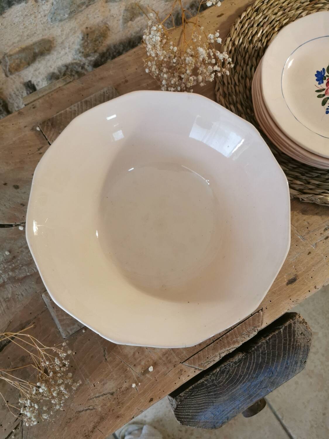 Digoin Sarreguemines pink salad bowl