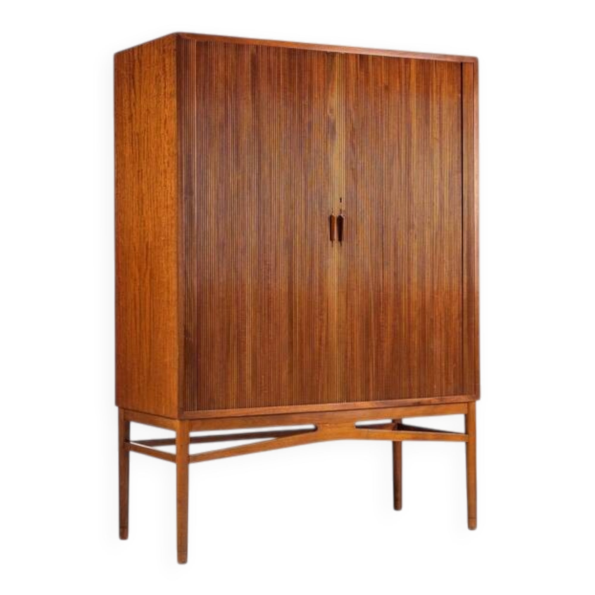 Danish high cabinet in teak with tambour doors Denmark 1960