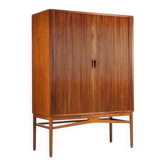 Danish high cabinet in teak with tambour doors Denmark 1960