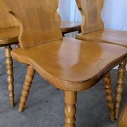 Set of 8 Vintage Tyrolean Heart Cutout Wooden Dining Chairs, Rustic Farmhou
