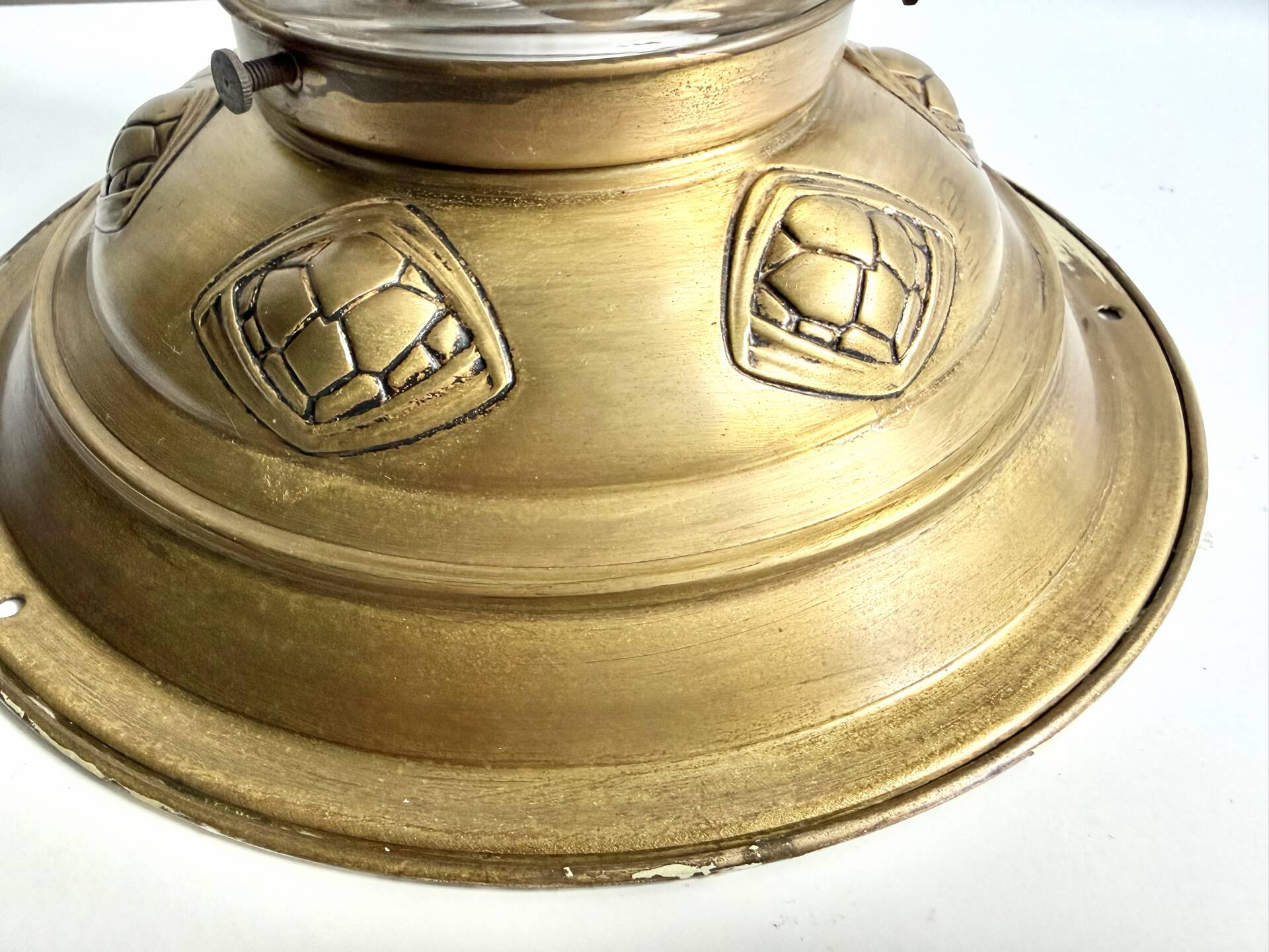 Scandinavian Art Deco Ceiling Lamp in Brass & Glass