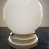 Plafonnier applique ancien globe opaline blanc socle procelaine Art déco Ø 15 cm