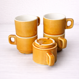 Set of 5 vintage mustard-coloured ceramic mugs.