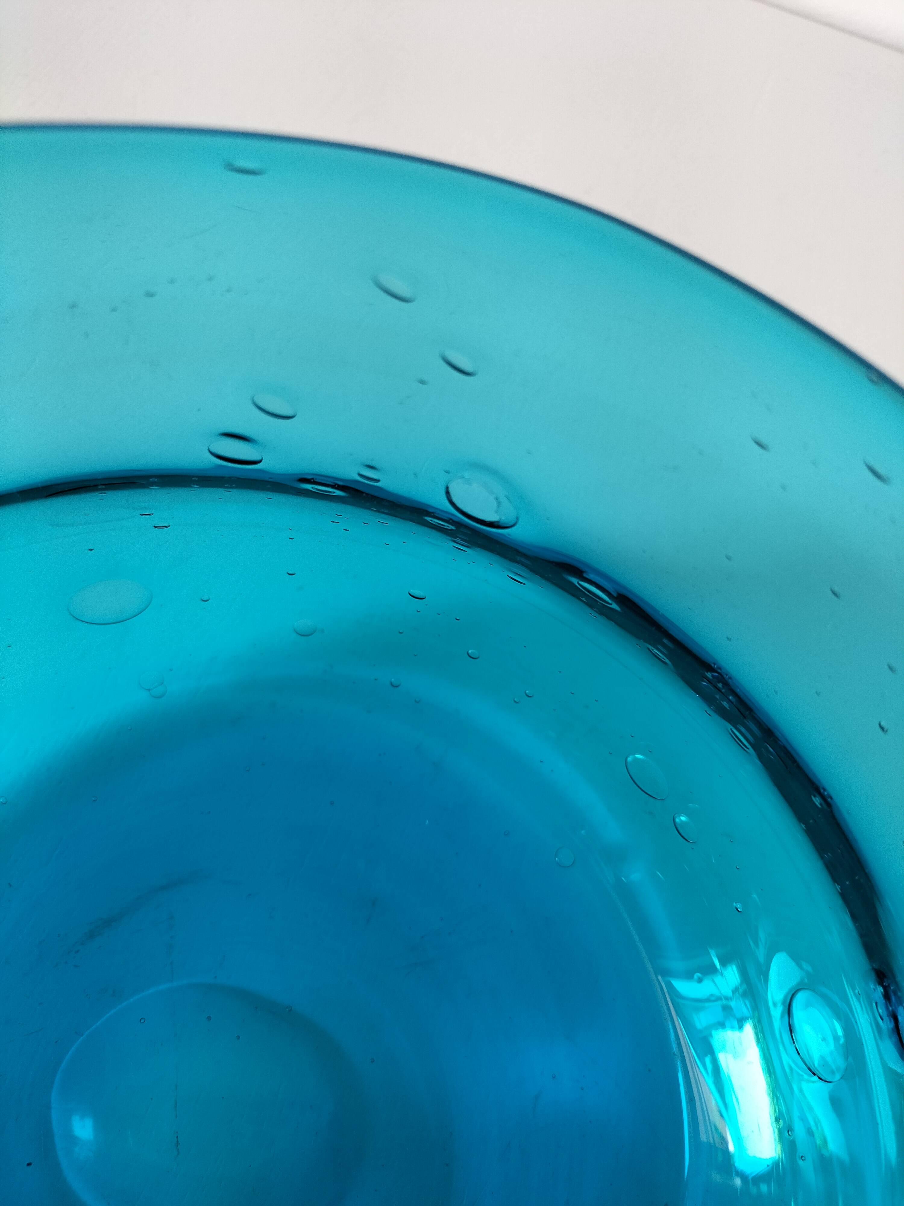 Vintage turquoise blue bubble glass coupe