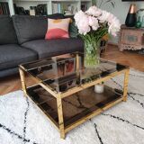 Brass coffee table signed Fedam