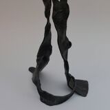 Sculptural brutalist floor candle holder made of hand-forged iron from the 1950s.
