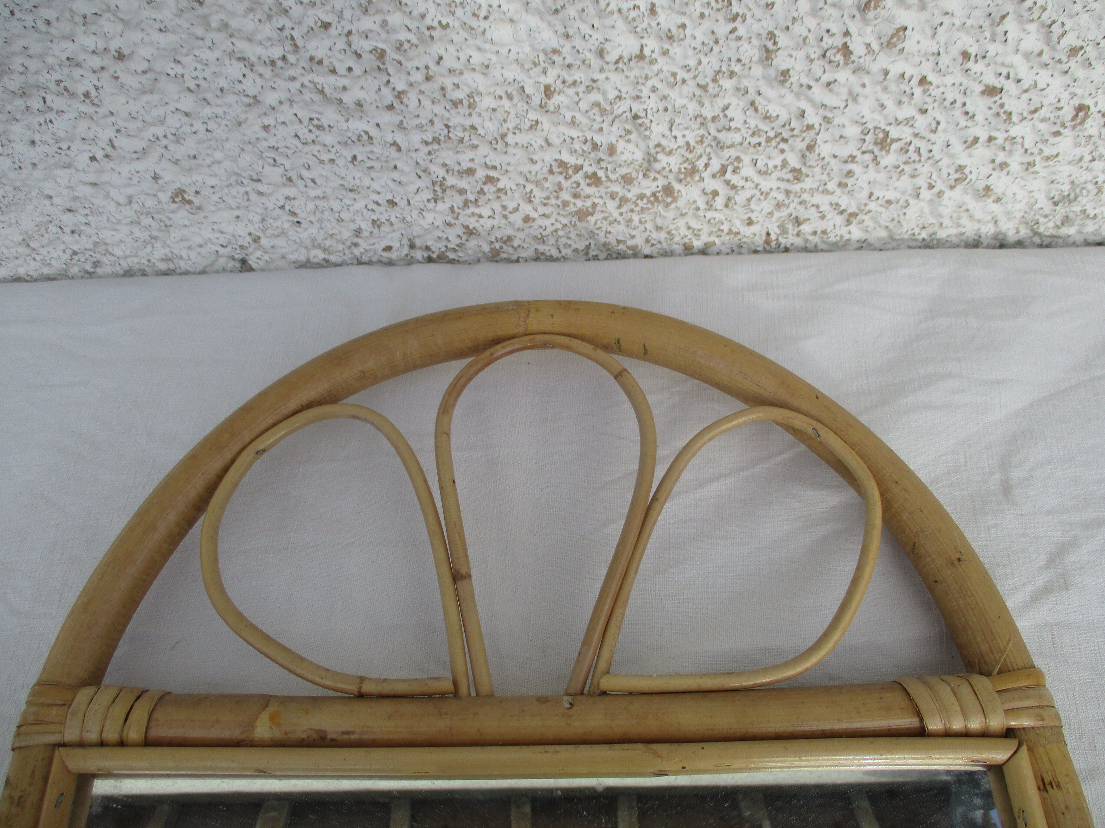 Mirror in bamboo and vintage rattan deco, 61x37 cm