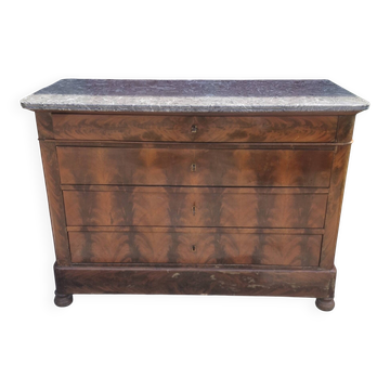 Commode ancienne Restauration / Louis-Philippe XIXe – placage de bois