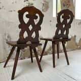 Pair of brutalist Alsatian mountain chairs 19th